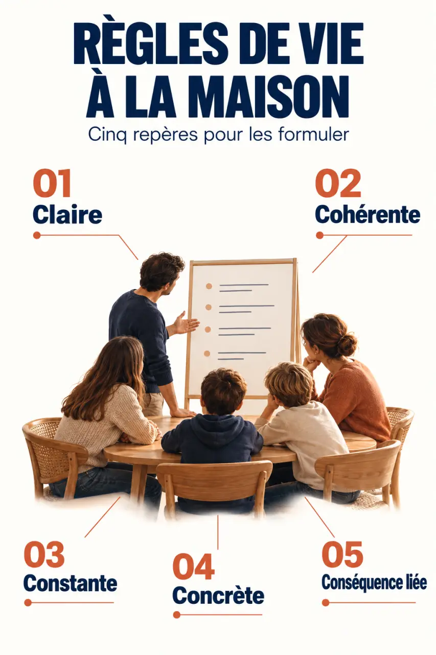 Règles de vie à la maison formulées avec la méthode des 5C