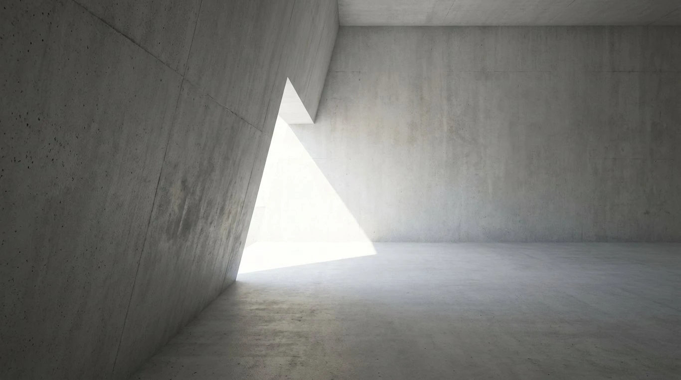 Architecture intérieure minimaliste avec murs en béton brut