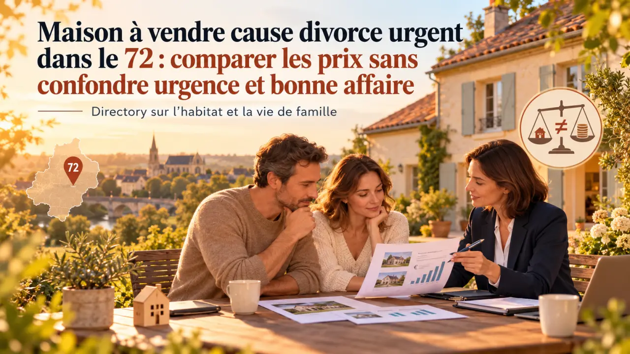 Maison à vendre cause divorce urgent dans le 72 : comparer les prix sans confondre urgence et bonne affaire